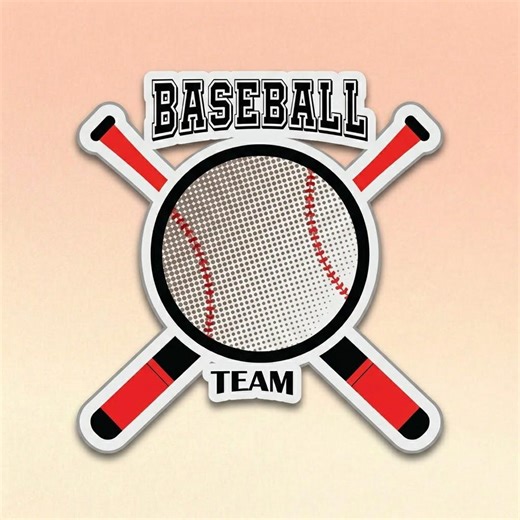 Baseball Team Sticker, Crossed Bats Vinyl Decal, Custom Baseball Player Gift, Sports Team Gear Decor, Red Black White Ball Sticker - Etsy