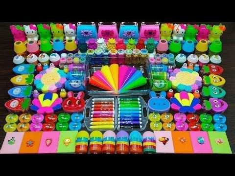 SATISFYING WITH CLAY PIPING BAGS AND MANY THINGS ! Mixing random things into slime !!!