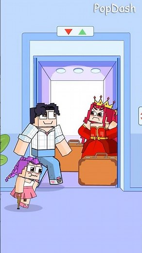 Little Rumi and Dad Were Kicked Out of the Elevator… Then This Happened #minecraft #shorts