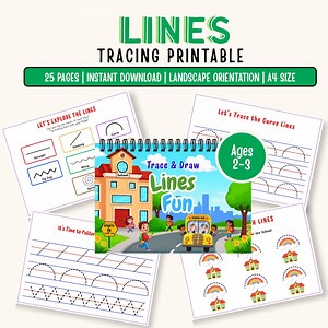 Line Tracing Worksheets PDF | Prewriting Lines Practice Printable | Fine Motor Skills Workbook