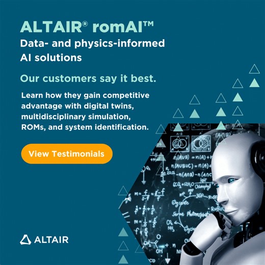 Organizations are talking about Altair’s groundbreaking data- and physics-informed AI technologies that accelerate innovation. Find out more about Altair® romAI™, an indispensable asset to your model-based development workflows: https://bit.ly/48N7QUA | Altair
