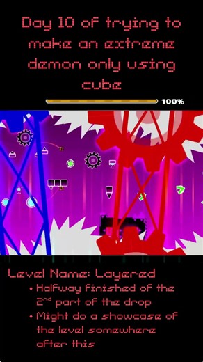 Making an extreme demon using only cube [DAY 10!!!] #geometrydash #gd #upcoming