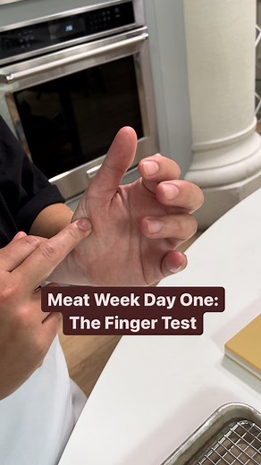 It’s Meat Week at Milk Street! Lesson one: the finger test, a thermometer-free method of telling how cooked your steak is, using just your hands. Milk Street’s Haley Laube taught us this handy guide to determine rare, medium rare, medium well, and well-done status, using the squishiness of the flesh between our thumbs and the base of our palms. | Christopher Kimball’s Milk Street