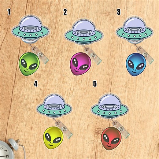 UFO Cow Badge Reel Alien Spaceship, Cute Extraterrestrial Retractable ID Holder, Nurse Teacher Work Accessory, Fun Sci‑fi Badge Clip OIRV19 - Etsy