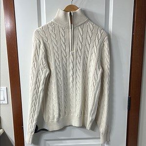 J Crew Cream Cable-Knit Zip Up Sweater