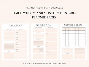 Daily Planner, Weekly Planner, Monthly Planner, Printable Planning Pages, Planning Printable, Instant Download, Planner Insert, Digital Plan - Etsy UK