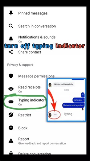 Turn off typing indicator on massengeru | massenger typing indicator kaise bandh kare #vairalshorts