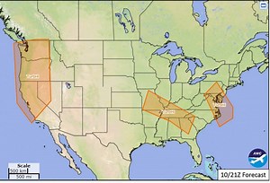 Here is the high-level #turbulence forecast for today. Notice the expected turb area expanding across the western U.S. due to a sharp trough/ridge combo pushing inland. See our website for the latest conditions and updates! #pilots #aviation #flysafe | NOAA NWS Aviation Weather Center | Facebook