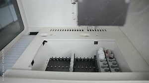 Hematology analyzer machine automatically working for test complete blood count Stock Video