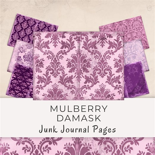 Mulberry Damask Printable Junk Journal Papers - Digital Background for Spring Scrapbook Pages - Personal and Commercial Use Download - Etsy
