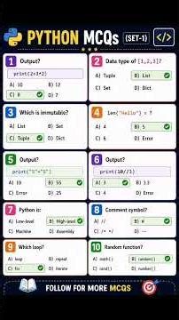 Python MCQs#python #computerscience #softwaredeveloper #coding #cpp #js #html #css #javascript #pyp