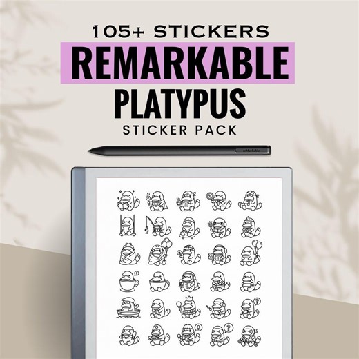 Remarkable E-ink Tablet Platypus Stickers Bundle | Digital Notes Kit - Etsy