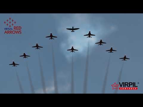 Virtual Red Arrows x Spitfire K5054 flypast