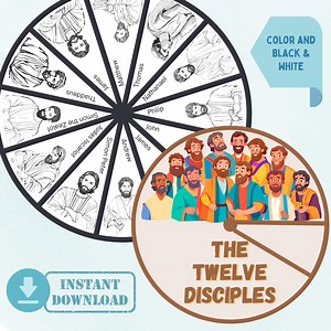 The 12 Disciples Coloring Spinner Wheel| Kids Bible Lesson| Sunday School Craft| Bible Activity for Kids| Bible Story Activity| Memory Game - Etsy
