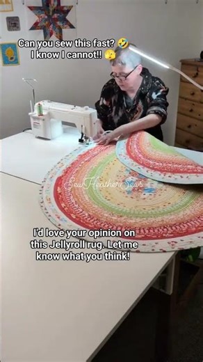 Oval Patchwork Centre Jellyroll Rug #sewing #jellyrolls #jellyrollrug