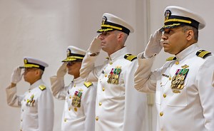 YOKOSUKA, Japan (June 7, 2024)— Capt. Torrin Velazquez relieved Capt. T. Blair Hines as Commanding Officer, United States Navy Medicine Readiness and Training Command (USNMRTC) and Director, United States Naval Hospital (USNH) Yokosuka during a change of command ceremony held onboard Commander, Fleet Activities Yokosuka, June 7. Naval Medical Forces Pacific Defense Health Agency Navy Medicine (U.S. Navy video by Mass Communication Specialist 2nd Class Robert Stamer/AFN Yokosuka) | Naval Hospital