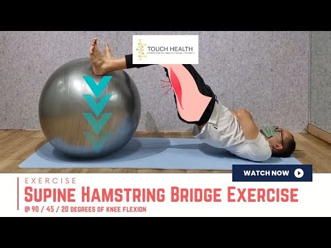 Supine Hamstring Bridge Exercise at 90/45/20 Degrees of Knee Flexion (Early Hamstring Injury Rehab)