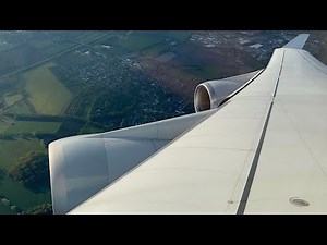 Lufthansa 747-400 Wing View Full Approach and Landing in Hamburg