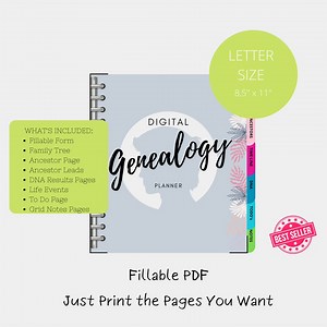 Fillable Genealogy Tracker: Family Tree, Ancestor Pages (digital Download) - Etsy
