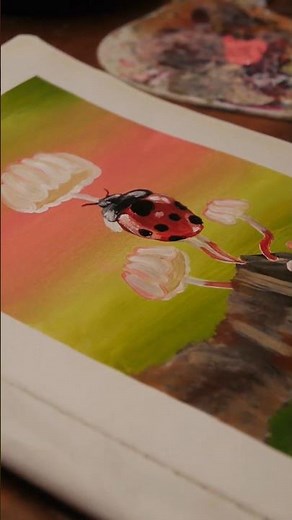easy acrylic ladybug painting