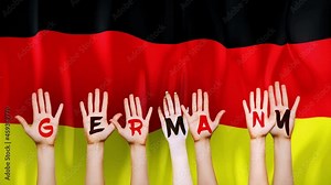 Germany Country Flag Animated Germany a flag with animated hand with text writing as Germany