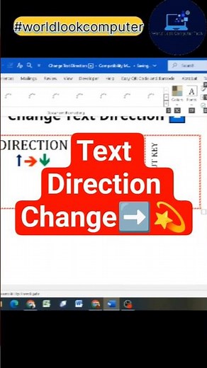 Text Direction Change #shortsfeed #excel #computer #education #ytshorts #yt #worldlookcomputer