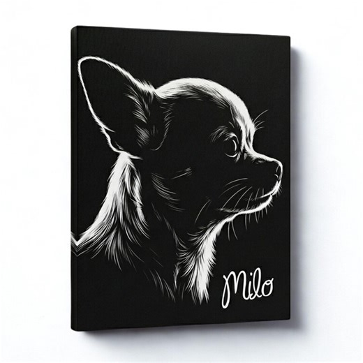 Custom Pet Silhouette From Photo, Dog & Cat Outline Portrait Poster, Minimalist Wall Art Canvas, Personalized Animal Lover Gift - Etsy