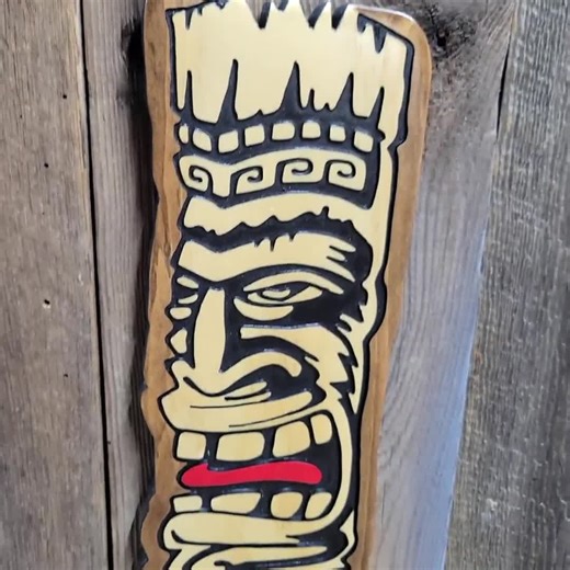 Hawaiian Tiki Bar Masks Hand Carved Wooden Sign | Tropical Polynesian Wall Art Decor - Etsy