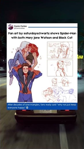 Spider-Man with both Mary Jane Watson and Black Cat ❤️Fans say the chaotic trio might actually work.