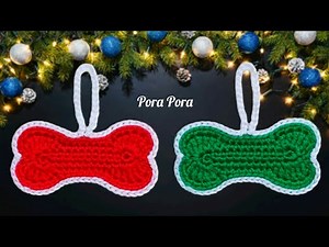 Crochet Dog Bone Ornament I Crochet Christmas Decorations I Crochet Christmas Ornaments