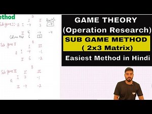 Sub Game Method | Game Theory | 2x3 or 3x2 Game Theory | Game Theory in Operation Research in Hindi