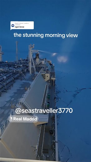 Replying to @beras._raskin the stunning eye catching views of arctic ocean where icebreaker lng tanker ship sailing through frozen icy Arctic ocean 🌊 #arctic #sea #ocean #ship #icebreaker