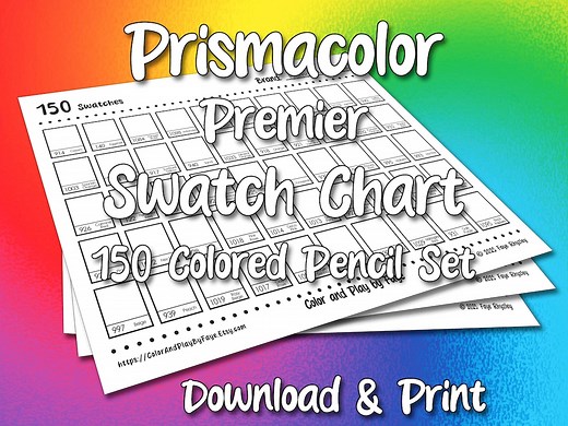 Prismacolor 150 Swatch Chart for Premier Colored Pencil Set | DIY Printable PDF Color Chart Swatch Page | US Letter & A4 Size Paper - Etsy