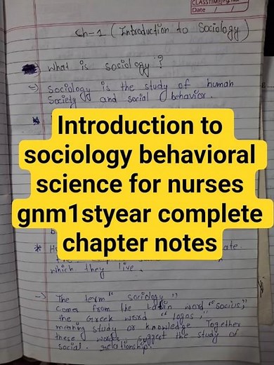 introduction to sociology chapter 1 complete notes gnm1styear #gnm # sociology
