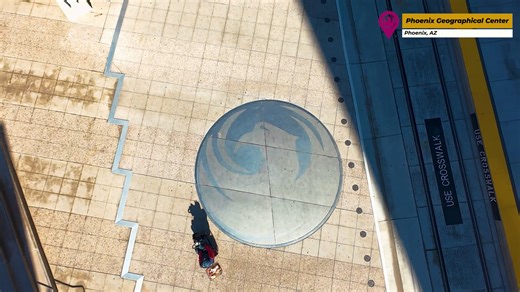 Right in the middle of everything.📍 See Phoenix’s exact geographic center from above! It's hiding in plain sight downtown, and it’s more than a marker. It represents how City of Phoenix services, streets, parks, public safety, and infrastructure all connect to serve every corner of our City. Stand in the heart of Phoenix and see how it all comes together. | City of Phoenix, AZ USA