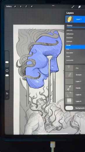 Sketching in Procreate with Soft Pastel brush on IPad