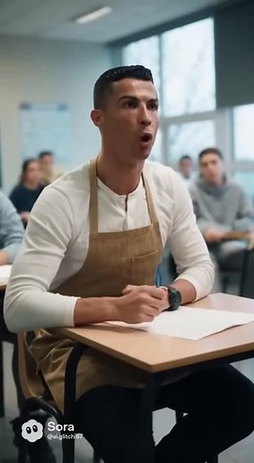 Ronaldo wil de raam aan! #ronaldo #raam #school #ai #grappig