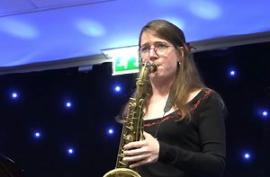 NATALIE SCHARF, TENOR SAXOPHONE, HERSELF (with David Boeddinghaus, Felix Hunot, Harry Evans, Josh Duffee: Whitley Bay, Newcastle, UK, October 31, 2025)