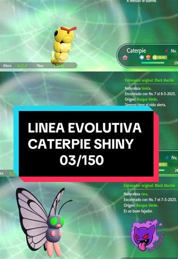 Línea evolutiva Caterpie Shiny ✨Pokémon Let´s Go Pikachu ✨ 03/150 ✨ #pokemontiktok ##pokemon #pokemonshiny #shiny #shinyhunt #shinyhunter #shinydex #pokemonletsgo #foruyou