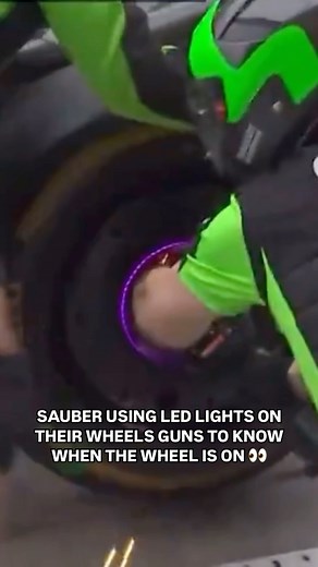 Paddock Passion on Instagram: "Very interesting innovation from Kick Sauber, who are using LED lights fitted on their wheel guns to know when the wheel is tightly fitted 👀 📸 = DAZN F1 #f1 #formula1 #f12025 #motorsport #f1testing #sauberf1 #kicksauber #f1fans #f1news"