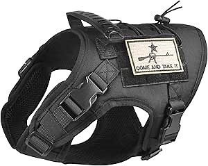 Tactical Dog Vest Harness, Outdoor Training Service Dog Vest Adjustable Military Working Dog Vest with Molle System and Rubber Handle (XL=26.8"-30.7" Chest (Adjustable), Black)