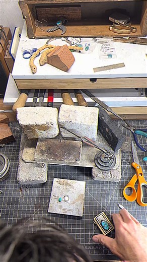 1.6K views · 817 reactions | The messy desks of artists. Sacred places. Let the evening work commence. Working on a special ring  #maker #silversmith #silversmithing #turquoise | jarrodreno | Facebook