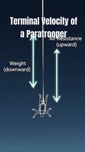 Terminal Velocity of a Paratrooper| #fluiddynamics #terminalvelocity #mdcat2026 #physics
