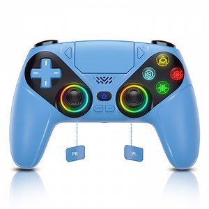 TURPOW RGB Wireless Controller for P5, Compatible with P5 Pro/Slim/PC, 1000mAh Battery,Dual Vibration, Turbo Function/Macro, 6-Axis Motion Contro Gamepad with Speaker,3.5mm Audio Jack (Blue)
