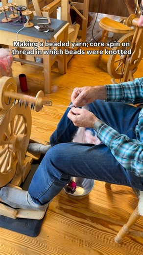 1K views | Making a beaded yarn. One way is to first tie the beads...