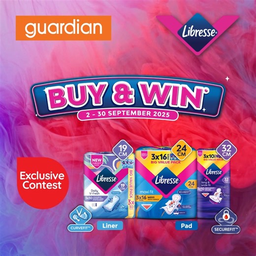 ✨BUY & WIN ✨ Guardian Exclusive Contest Shop your favourite Libresse products and stand a chance to WIN Branded Hair Dryer 💁‍♀️ & RM50 Christy Ng’s Gift Card 👠 🩸Step 1: BUY any Libresse products worth RM20 in a single receipt at Guardian in-store or online 🩸Step 2: SEND your entry with proof of receipt at www.libresse.com.my Make sure to follow us and stay updated with our latest news and announcement! *T&C apply (link in bio) *Contest ends 30 September 2025 #LibresseMY #KnowYourV #WondersOf