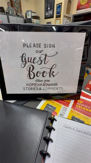 We can’t wait to welcome you tomorrow! Please add your name to our guest book and share a memory that makes you smile🥰 | Osoyoos Home Hardware