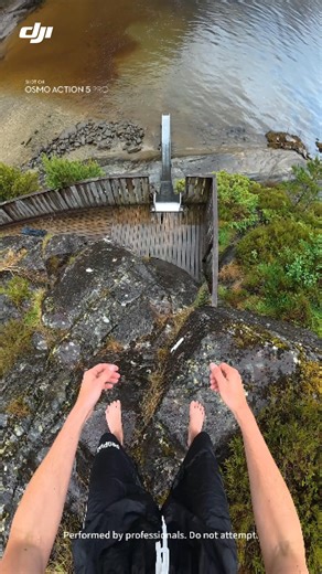 Cliff slide action captured in stunning detail by Osmo Action 5 Pro. Every splash, every thrill, pure adrenaline rush. 🔥 🎬: IG/eliaspaldan #DJI #CliffSlide #OsmoAction5Pro #ExtremeAdventure | DJI