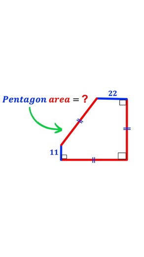 Can you find area of the Pentagon? | (Square) | #math #maths | #geometry #premathofficial #algebra #algebra #fypシ❤️💞❤️ | PreMath