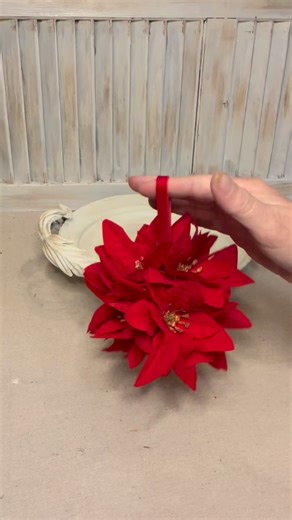 Dollar Tree Christmas poinsettias made into an ornament! #craftsysoul happy crafting! | Craftsy Soul